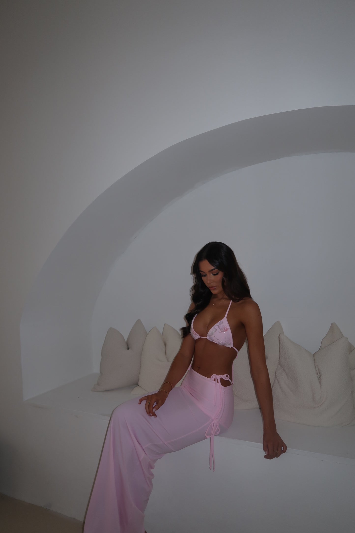 Pink fold over skirt
