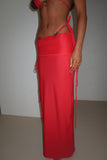 Red fold over skirt